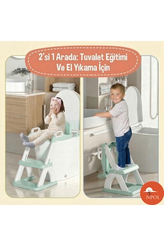 Latrina Pro Basamaklı Çocuk Tuvalet Eğitim Seti - Katlanabilir Klozet Küçültücü - Yeşil
