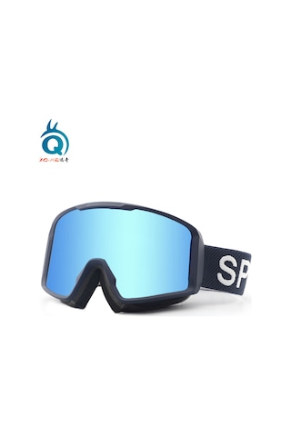 Unisex Kayak Gözlük Çift Katmanlı Buğu Önleyici Kar Rüzgar Ggeçirmez Gözlük Mavi