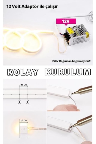 Neon Led 12 Volt Kırmızı Işık Dış Mekan 10 Metre 10 Metre