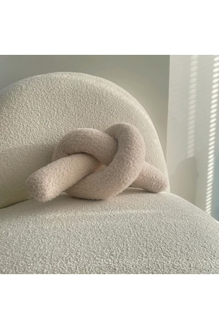 Woodesk Mimo Dekoratif Düğüm, Kırlent, Yastık, Bej Renk