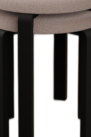Mila 4'lü Puf Seti Yuvarlak Minderli Tabure, Metal Ayak, İstiflenebilir, Bej