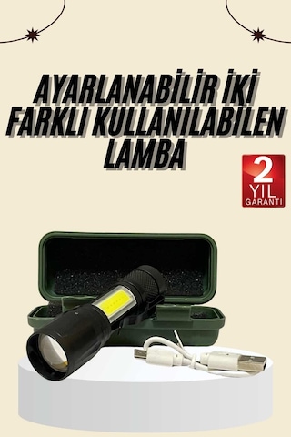 Sepetopia Uzun Menzilli Şarjlı El Feneri Uzun Ömürlü Led Işık Lamba