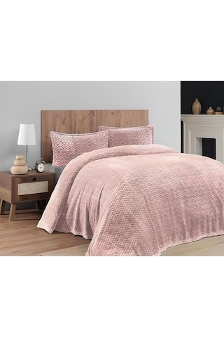 Merinos Modern Line 3 Parça Yatak Örtü Seti Pudra
