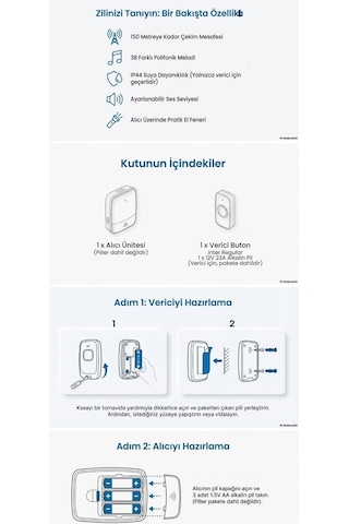 Noas Kablosuz Dijital Kapı Zili Yl03-3001