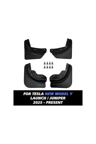 Elmpaly 2025 Tesla Model Y 4 Parça Tam Set Siyah Ağır Hizmet Çamurluk Koruyucu Kolay Montaj