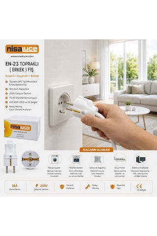 Topraklı Fiş 9030 4100 Erkek- 100'li Paket