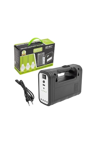Powermaster Gd-8017s Solar Panelli 3 Ampullü Solar Aydınlatma Sistemi Siyah