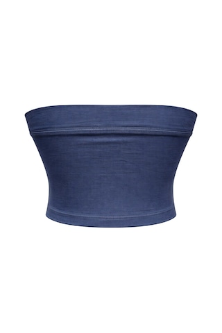 Mixray 2082 Kadın Straplez Basic Crop Top Bluz Lacivert