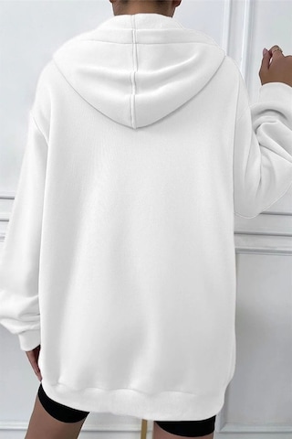 Altamira Kadın Beyaz Oversize Kapşonlu Hırka 001