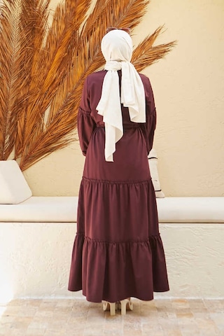 6567-büzgülü Bağcıklı Elbise Bordo Bordo