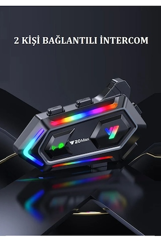 2 Intercom Bağlantılı Rgb Işıklı Bluetooth Motosiklet Kask Kulaklık Bt5.3 Stereo Su Geçirmez