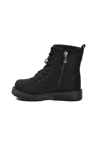 Siyah Zümrüt İçi Polarlı Bağcıklı Fermuarlı Kız Çocuk Bot 24028 P Siyah-zümrüt