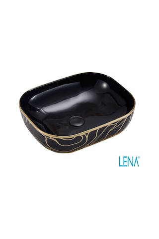 Lena EH-2031AS2 Tezgahüstü Lavabo Altın - Siyah