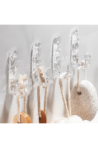 Hfambition Banyo Ve Mutfak İçin Şeffaf Yapışkanlı Askı Seti 4'lü - Pratik Ve Modern Tasarım Gümüş