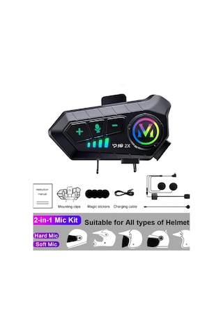 Y10 2x Motosiklet Kask İntercom Çift Eşleşme Rgb Işıklı Blu Tdrtr