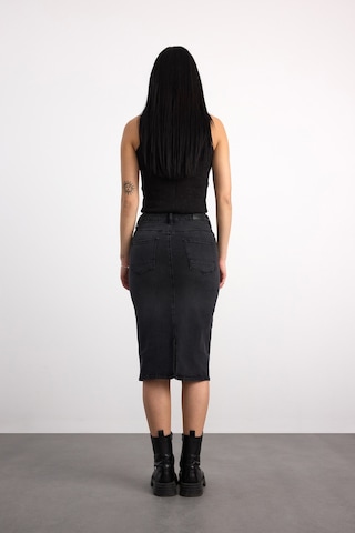 50286-73599 Kadın Regular Fıt Mıdı Denim Etek 50286-73599 Gri - Siyah