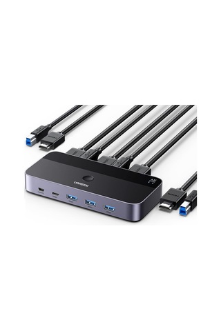 Hdmı 2.0 Kvm Anahtarı 4k 60hz Usb 3.0 Anahtarı 4 Usb Bağlantı Noktası 3 Usb 3.0+ Usb C 2 Usb Kablosu Ve 2 Hdmı Ka