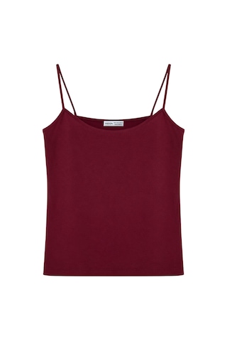 Vadon 1007 Kadın Pamuklu Slim Fit İnce Askılı Yumuşak Dokulu Basic Atlet Body Bordo