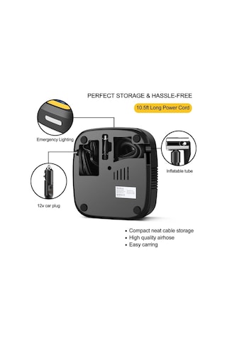 Xuweiwei Sarı Hava Kompresörü Lastik İnflatorü Taşınabilir Otomatik Hava Pompası Dokunmatik Ekran Led Işık Araba Bisiklet Basketbol İçin