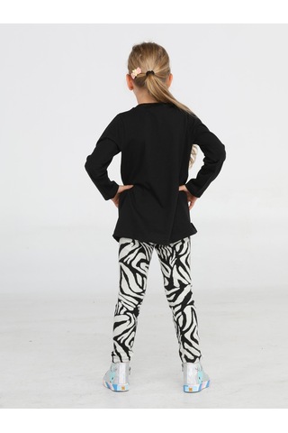 Wild&cute Kız Çocuk Tunik Takım-siyah - Beyaz Siyah - Beyaz