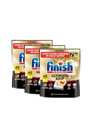 Finish Ultimate Plus Bulaşık Makinesi Deterjanı Kapsül Tablet Limon 135 Adet 3x45