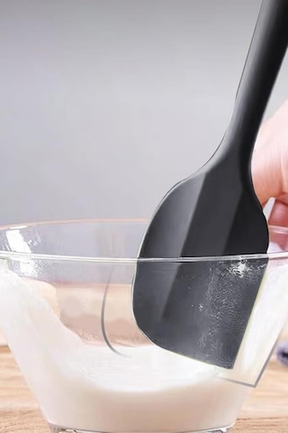 Silicolife Büyük Spatula, Isıya Dayanıklı Yanmaz Yapışmaz Tek Parça Silikon Spatula 26cm Siyah Siyah