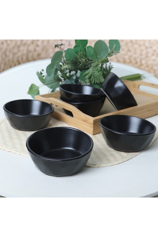 Keramika Mat Siyah Kristal Çerezlik / Sosluk 12 Cm 6 Adet 956