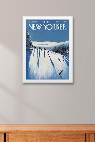 The New Yorker Çerçeveli Tablo January 20 1973 - Skiing Kayak Tablosu