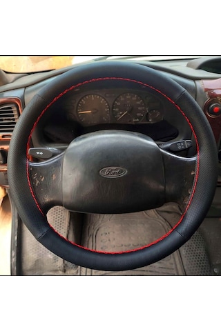 Dikişli Direksiyon Kılıfı Noktalı/siyah Deri Kırmızı Dikişli Ford Transit 2004-06 Kırmızı