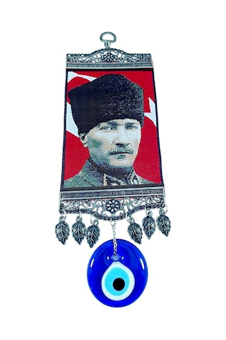Büyük Mustafa Kemal Atatürk Resimli Cam Nazar Boncuğu Duvar Dekor