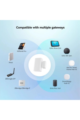 Samdoo Sonoff Snzb-04p Zigbee 3.0 Akıllı Kapı/pencere Sensörü - Uygulama Bildirimi, Işık Kontrolü, Güvenlik Senaryoları Zigbee Ağ Geçidi Gerekiyor