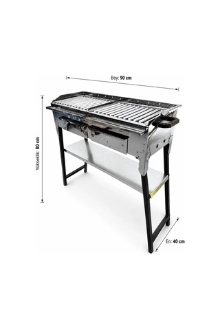Krom Kartlanır Ayak Mangal-küllüklü-1.5 Mm Sac Kalınlıgı-yağdanlıklı Üst Izgara