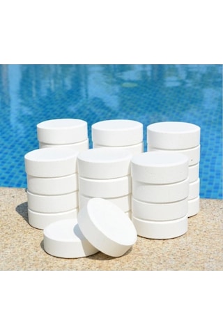 GEMAŞ 2 Adet Gemaş Tabchlor Multi 10 Kg 20 Kg %90 Tablet Klor - %90 Chlorine Multifunctional Tablets - Stabilize Triklor Tableti 200 Gr