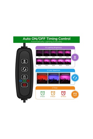 Yaleker Usb Gömülü Led Bitki Lambası, İç Mekan Saksı Bitkileri İçin, 3/9/12 Saat Zamanlama, 10 Seviye Parlaklık, Kırmızı/mavi/5500k Işık Spektrumu, Esnek Hortumlu Diğer
