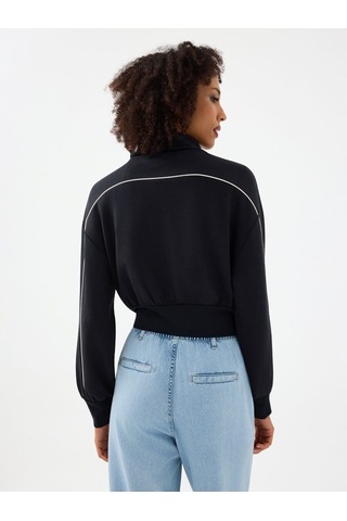 LOFT Long Crop Kadın Sweatshirt Lf2038446 Q1.v1 Siyah
