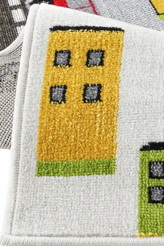 Konfor Halı 3 Boyutlu Beyaz Trafik Arabalı Dokuma Çocuk Oyun Halısı