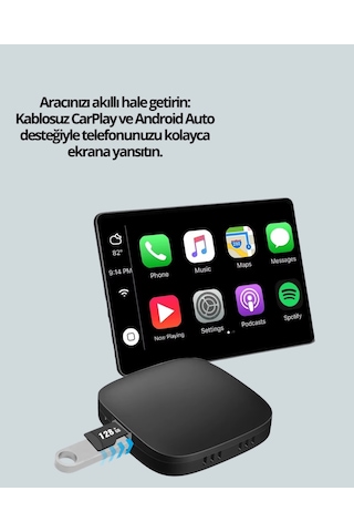 Kablosuz Carplay Ve Android Auto Dönüştürücü Adaptör