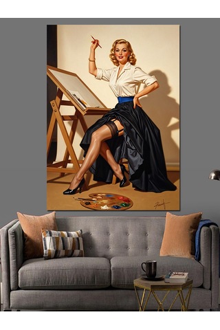 Ahşap Tablo Ressam Kadın Ve Tuval Hayvan Tabloları