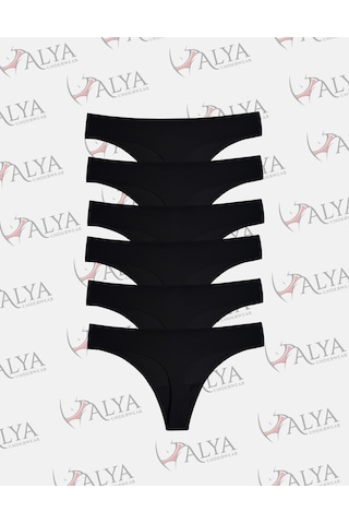 Alya Underwear Lazer Kesim Dikişsiz Tanga Külot, Seamless String 6'lı Paket Siyah