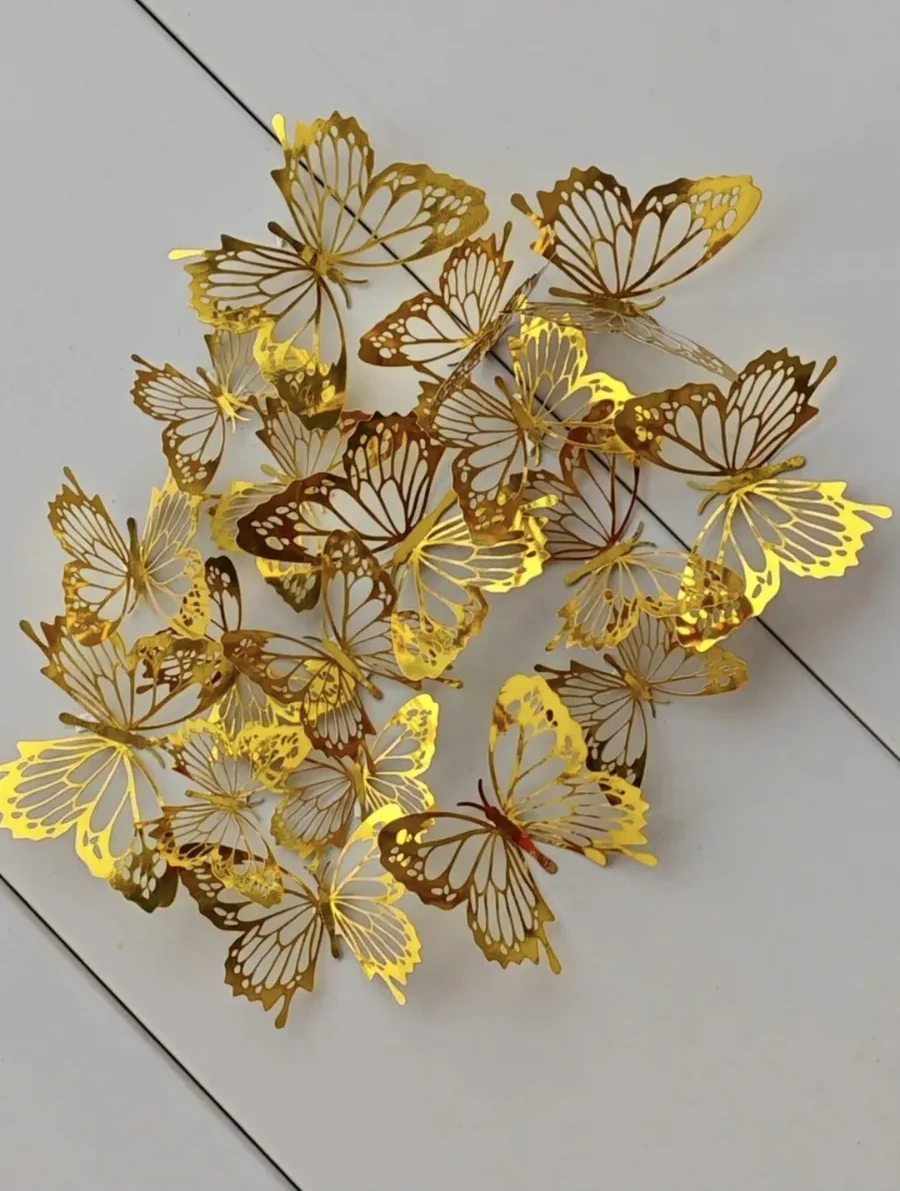 Galerea Prazdnıka Dekorasyon Ve Süsleme İçin 3d Kelebek Çıkartmaları 339281560 Altın Rengi