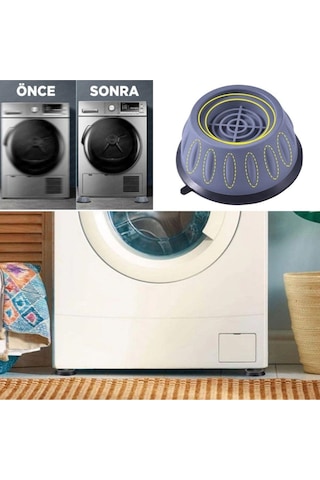 Mainshop Gürültü Engelleyici Ve Kaymaz Vakumlu Titreşim Önleyici Kauçuk Ayak Çamaşır Makinesi 4 Adet M-541 Gri