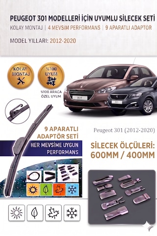 Peugeot 301 Ön Cam Silecek Takımı 2012-2020