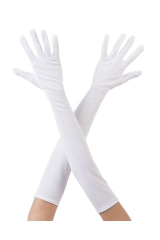 Erturkstore Beyaz Renk Dirseğe Kadar Uzun Kumaş Eldiven 40 Cm Renkli