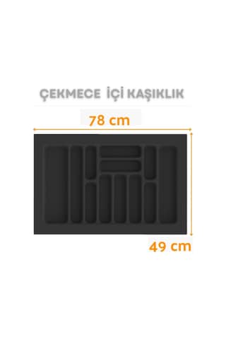 Çekmece İçi Kaşıklık Ve Kepçelik Düzenleyici Antrasit 78x49 Cm 69x40 Cm Kadar Kesilebilir Antrasit
