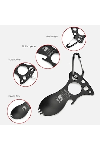 Crkt 9100k Eat N Tool Karabina Çok Fonksiyonlu Karabina Tornavida Lokma Açacak Çatal Kaşık