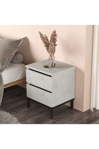Arya Komodin 2 Çekmece Metal Ayaklı Taş-siyah Ary25-tl Kum Taşı