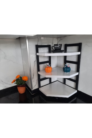Akıs Home Üçlü Tezgah Üstü Köşe Raf Beyaz