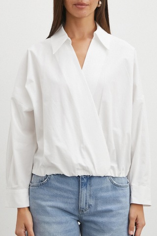 Uterpe White Ruffled Tie Blouse Beyaz