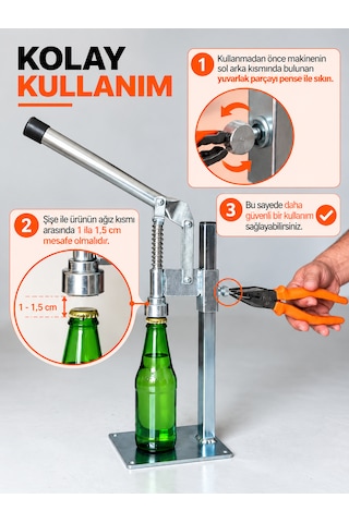 Gazzel Şişe Kapatma Aleti Gazoz Soda Şişesi Taç Kapak Makinası Sadece Makine