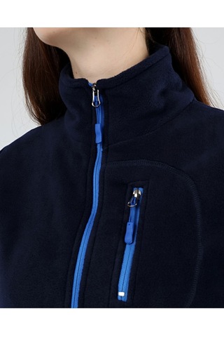 Genıus Store Store Kadın Polar Tam Fermuarlı Outdoor 3 Cepli Spor Polar Ceket Lacivert